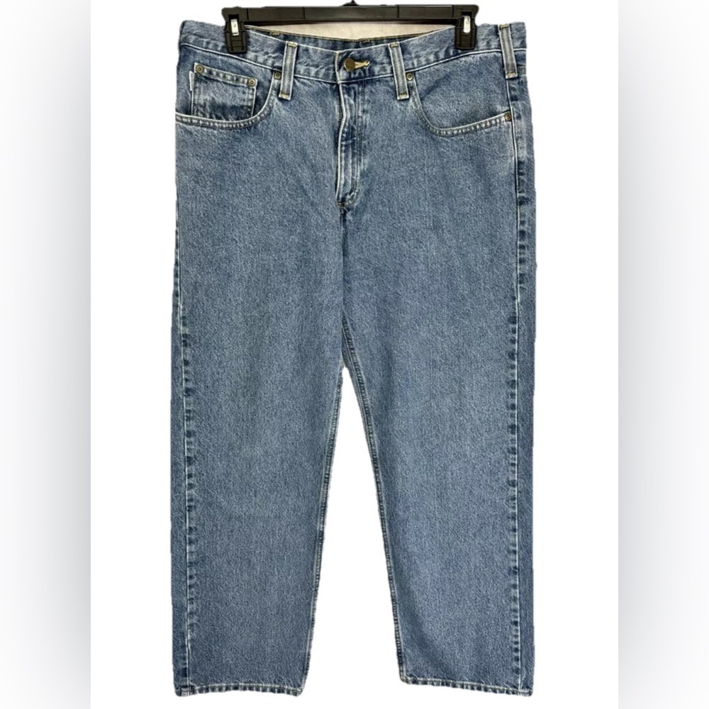 Carhartt Jeans Mens 38x30 Blue Relaxed Fit Denim Workwear 100% Cotton B460DPS - Picture 1 of 7